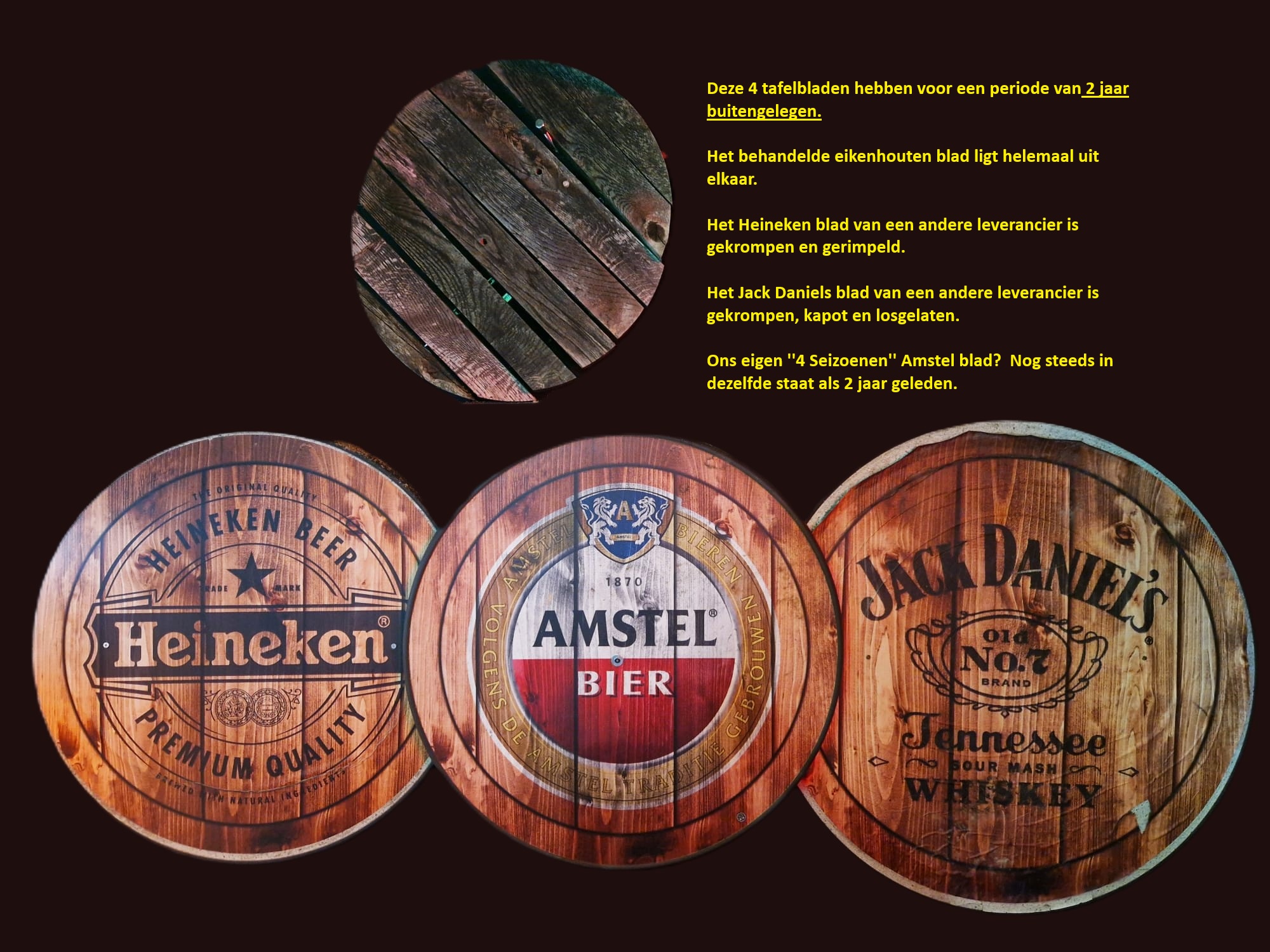 tafelblad met reclame dekornschuur.nl