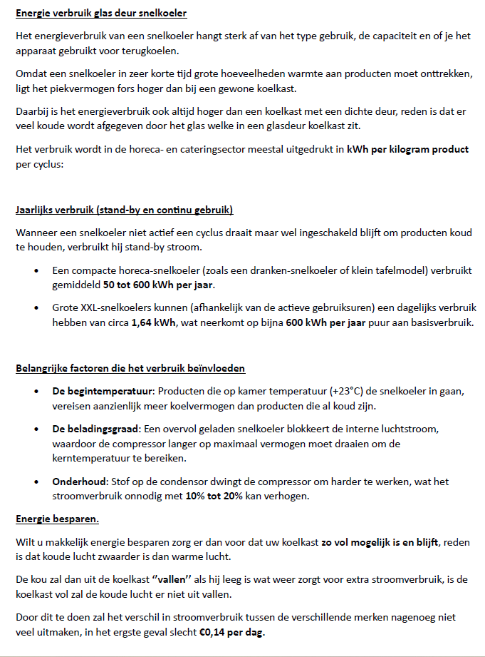 energie verbuik koelkasten